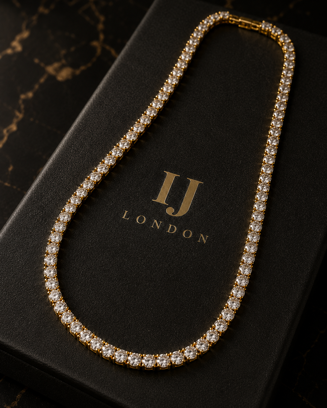 IJ London 4mm Gold Tennis Chain – Prong Set