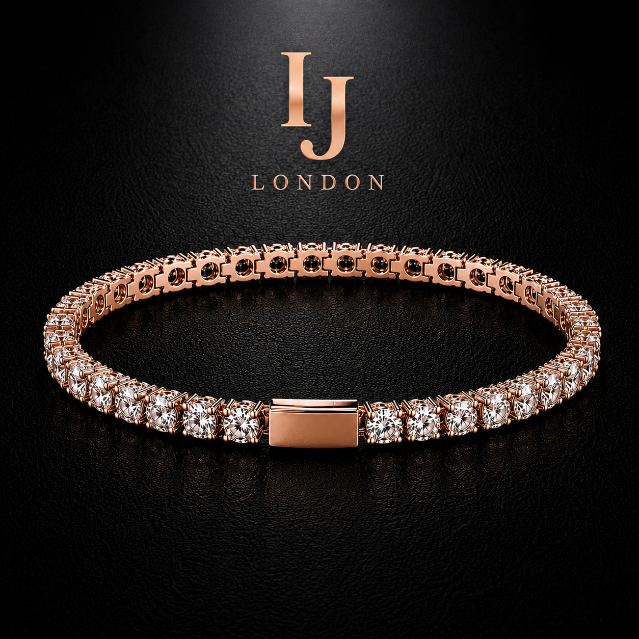 IJ London 4mm Rose Gold Tennis Bracelet