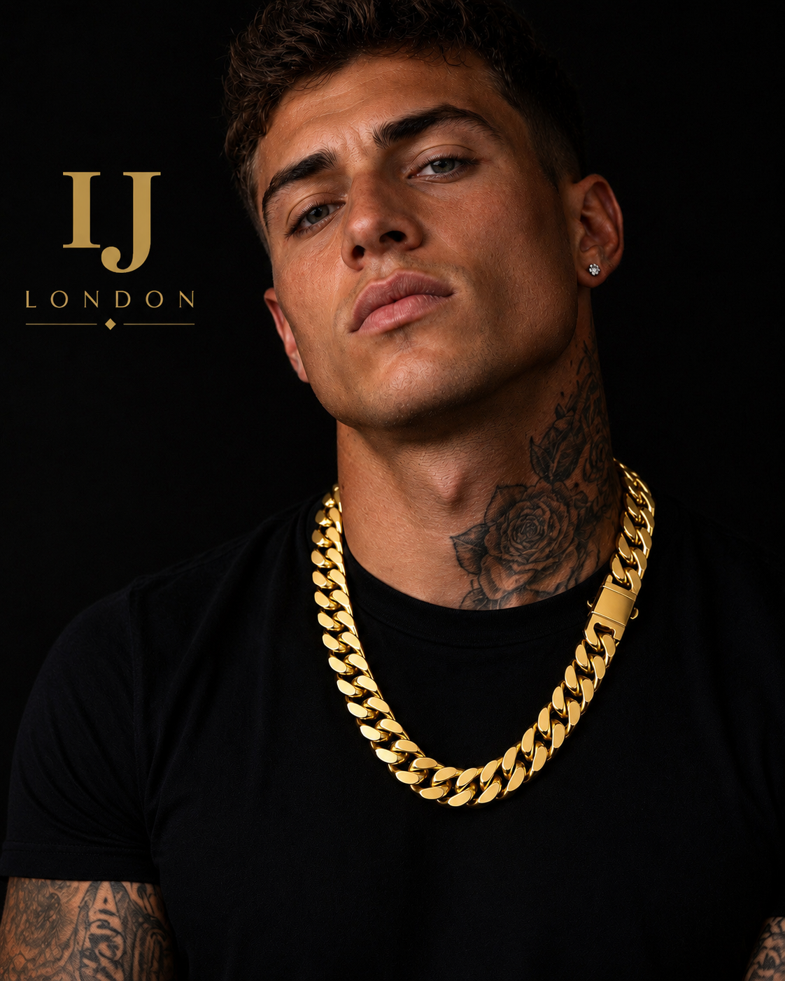 IJ London 15MM Gold Cuban Link Chain – 18K Gold Plated Premium Stainless Steel