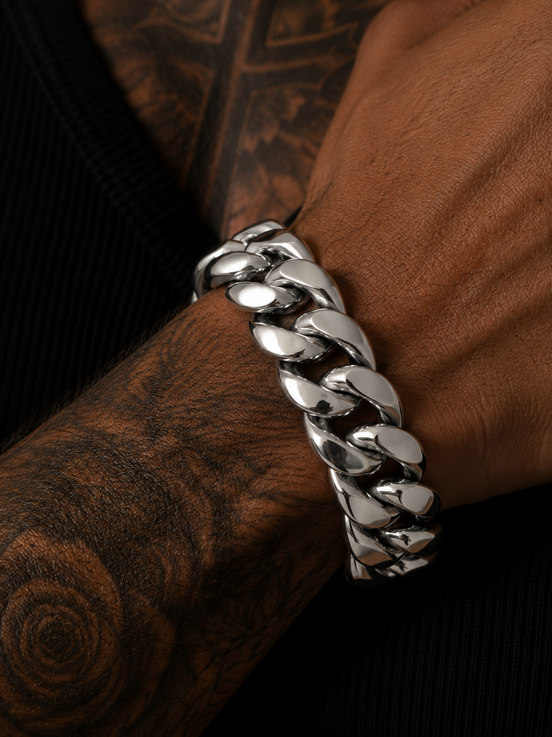 18mm Cuban Link Bracelet – Polished Stainless Steel | IJ London