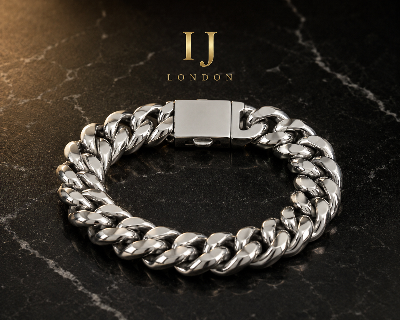 18mm Cuban Link Bracelet – Polished Stainless Steel | IJ London