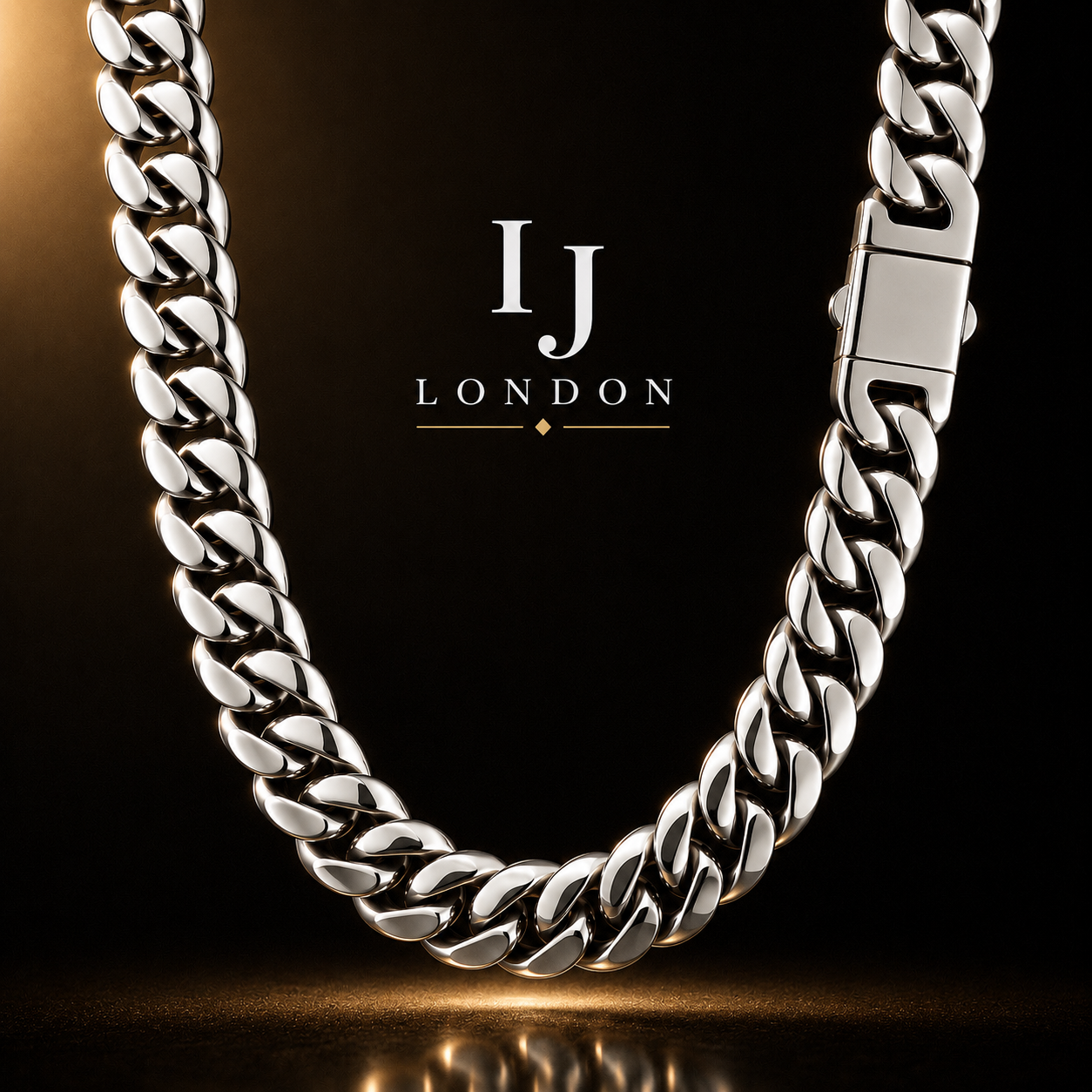 18mm Cuban Link Chain – Silver Stainless Steel | IJ London