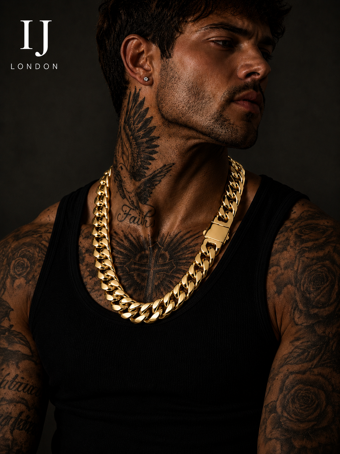 IJ London 18mm Gold Cuban Chain – Premium Stainless Steel