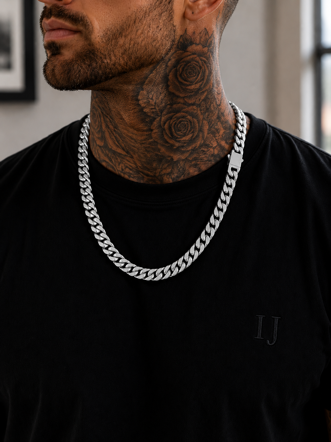 IJ LONDON 10mm Silver Cuban Chain – Premium Polished Stainless Steel Necklace