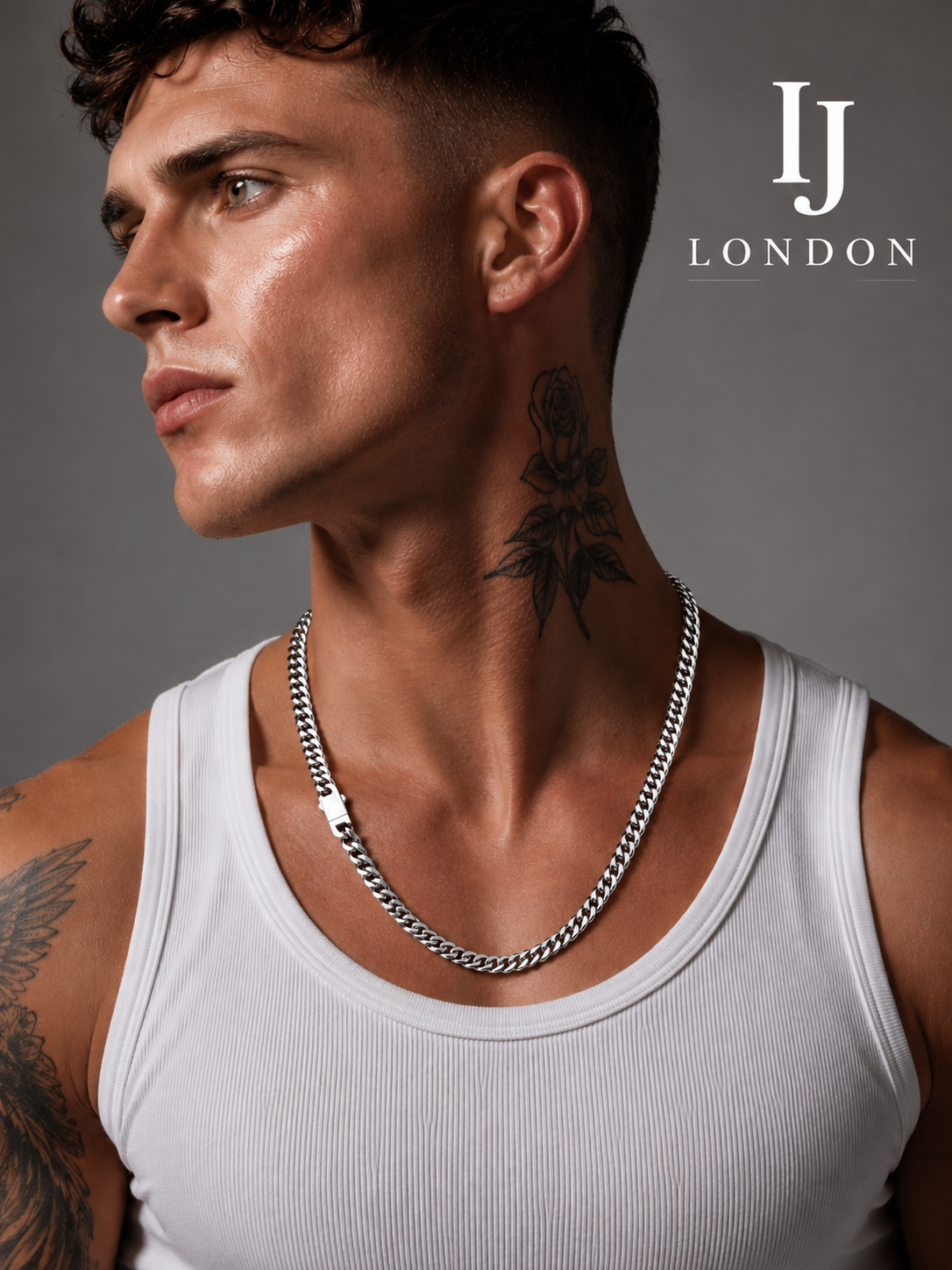 IJ London 6mm Silver Cuban Link Chain Necklace – Premium Stainless Steel