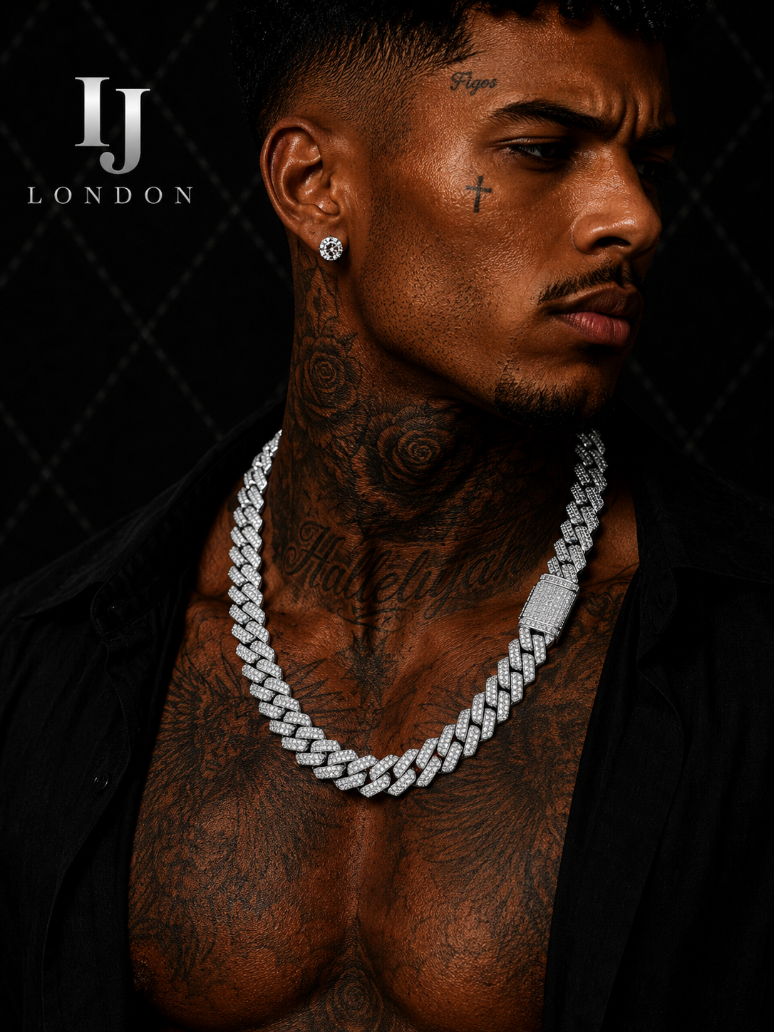 IJ London 14mm Cuban Link CZ Chain – 5A+ Two Row Prong Set