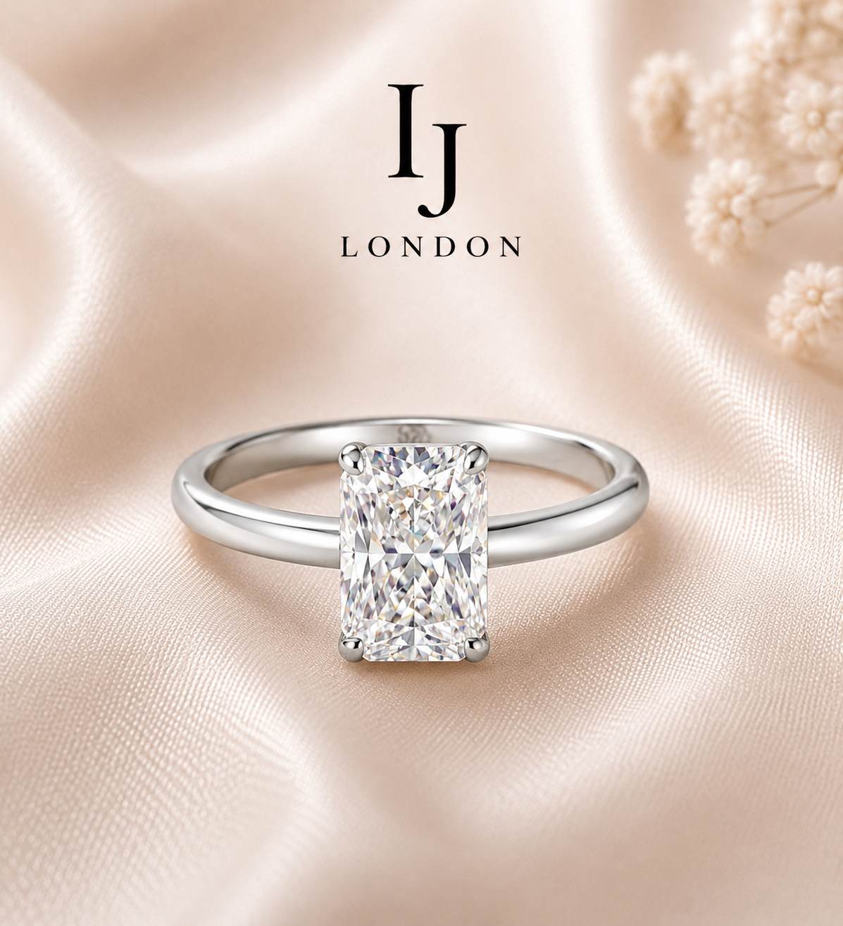 Radiant Cut Solitaire Ring – 3ct CZ 925 Sterling Silver | Rhodium Plated