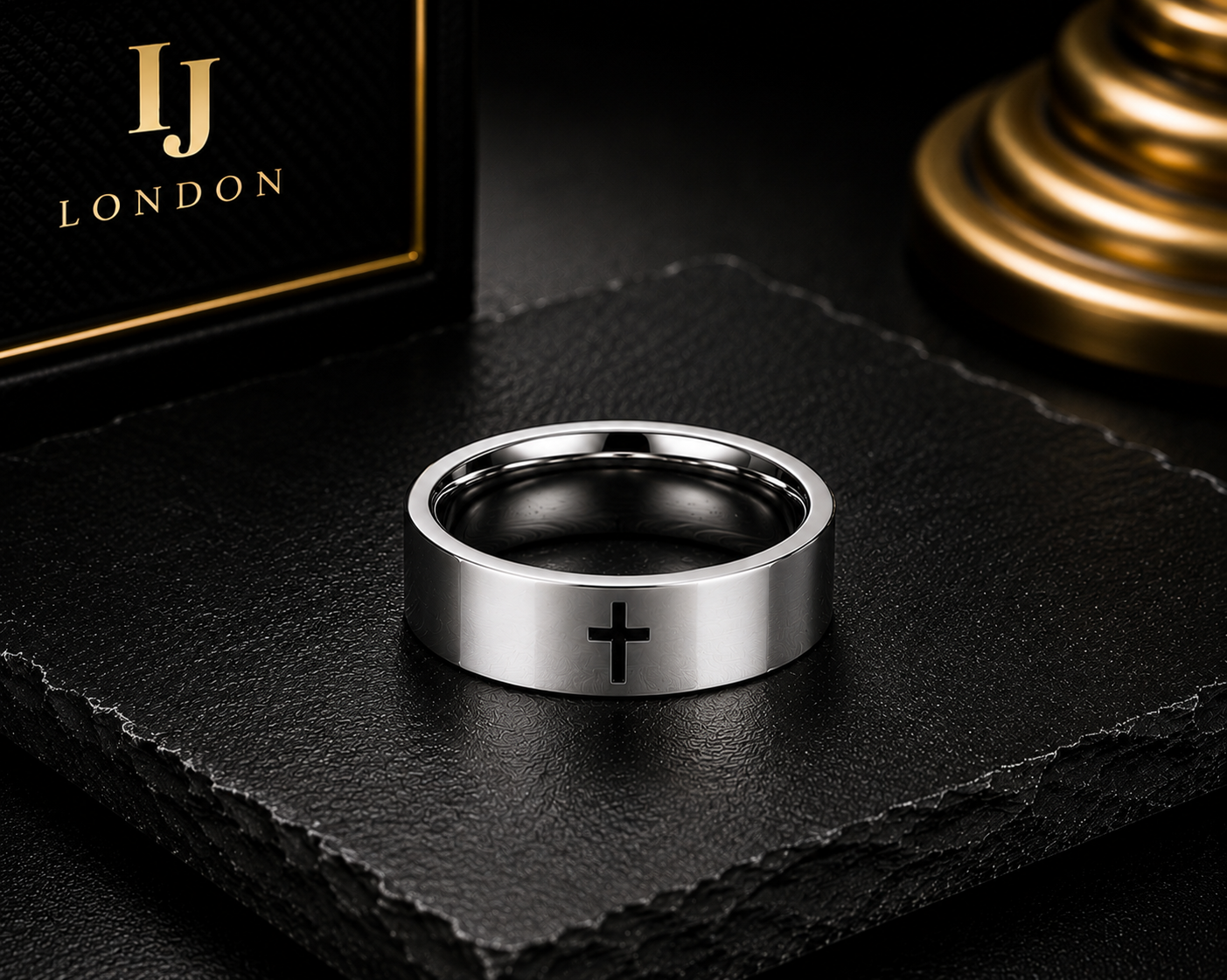 Men’s Stainless Steel Cross Ring – Silver