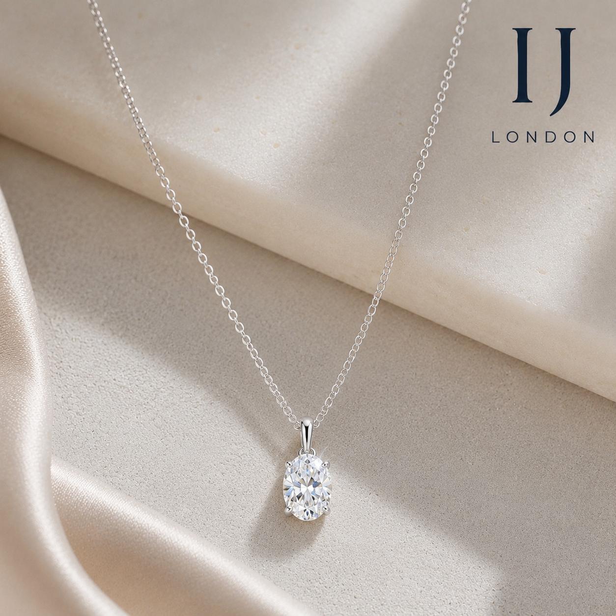 925 Sterling Silver Necklace with 5A Cubic Zirconia | Rhodium Plated Pendant