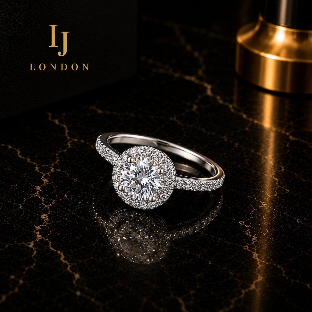 925 Sterling Silver Halo Engagement Ring – D Colour VVS Cubic Zirconia