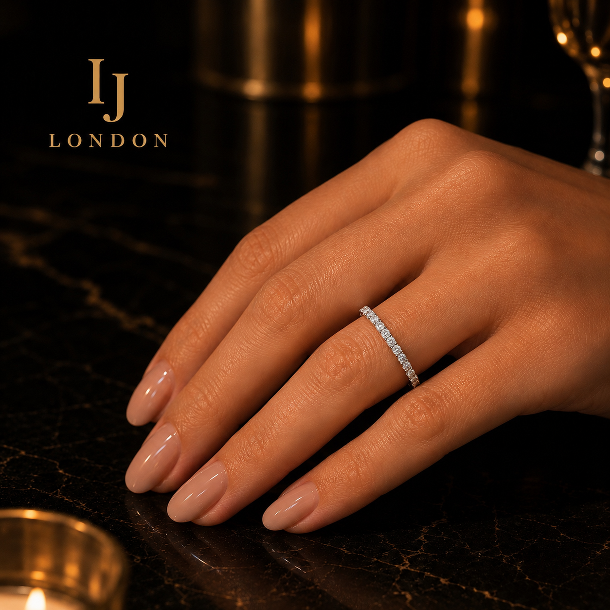 925 Sterling Silver Eternity Band Ring – Rhodium Plated CZ Wedding & Stacking Ring