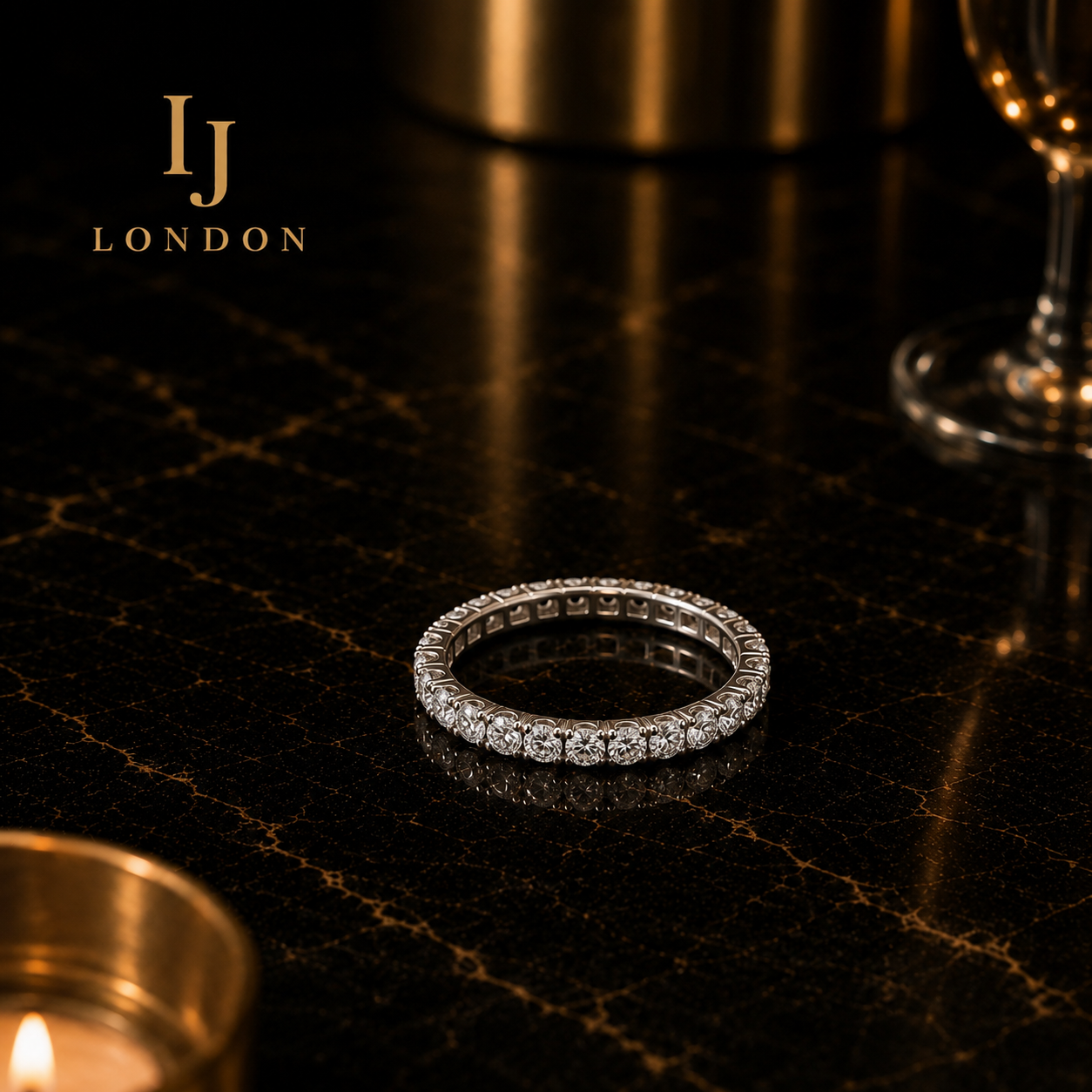 925 Sterling Silver Eternity Band Ring – Rhodium Plated CZ Wedding & Stacking Ring