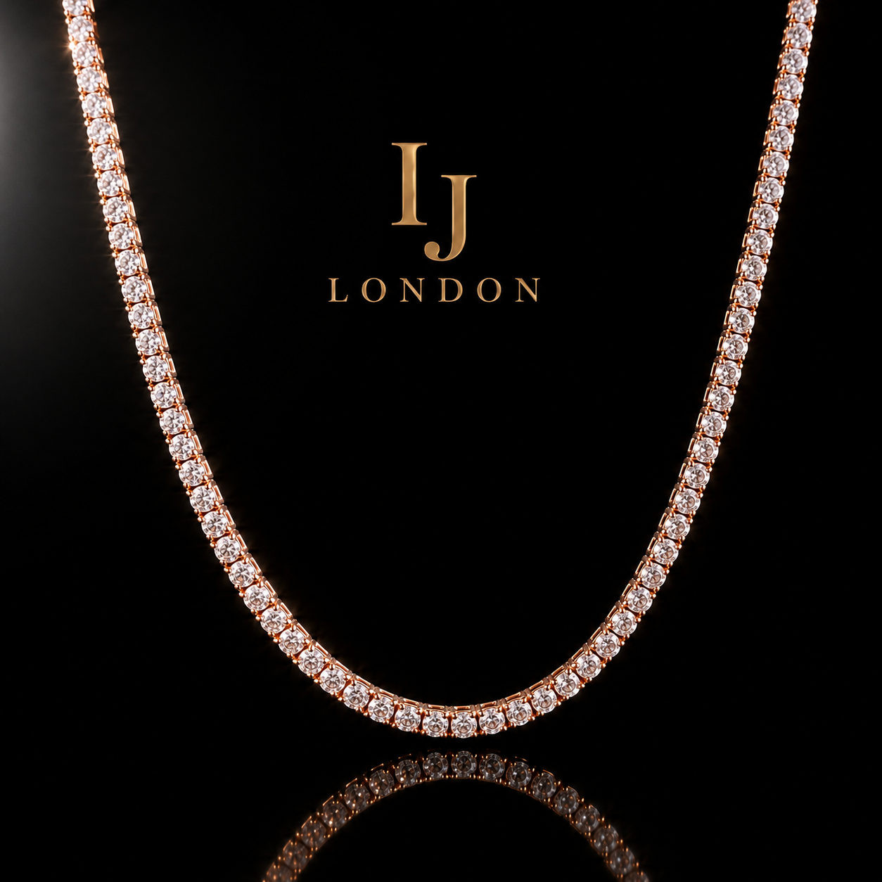 IJ London 4mm Premium CZ Tennis Chain – Rose Gold