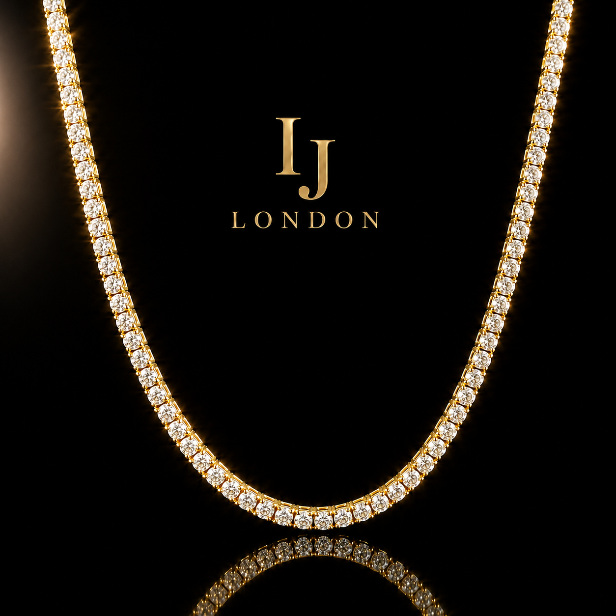 IJ London 4mm Gold Tennis Chain – Prong Set