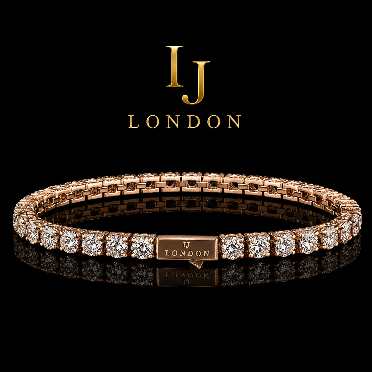 IJ London 4mm Rose Gold Tennis Bracelet