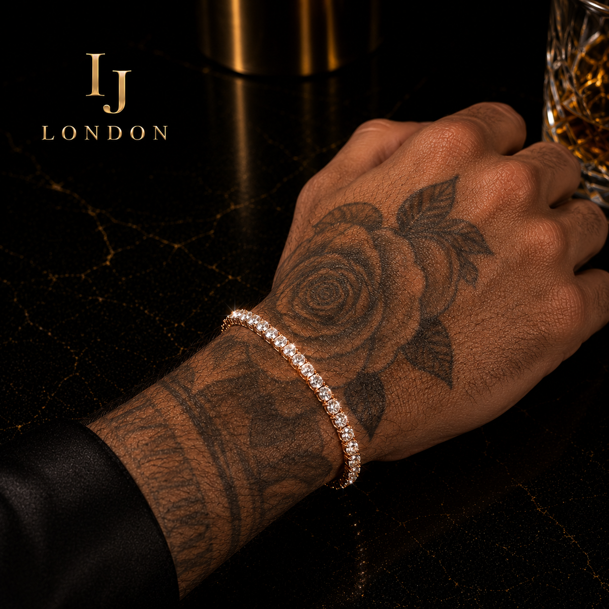 IJ London 4mm Rose Gold Tennis Bracelet