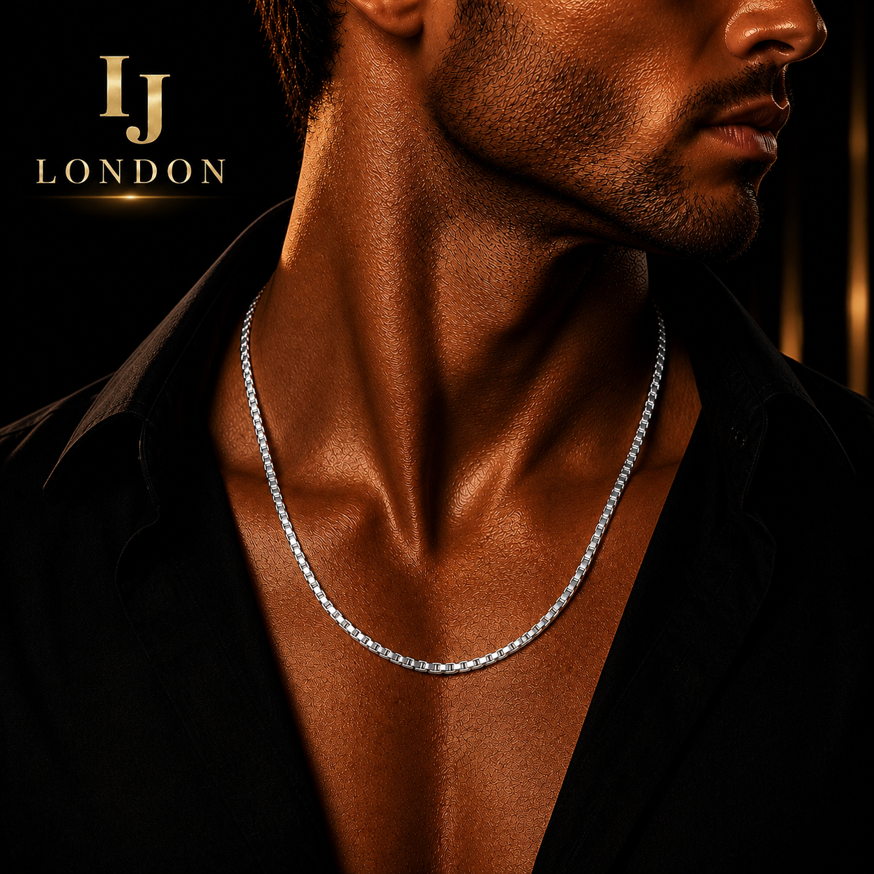 IJ London Stainless Steel Box Chain Necklace