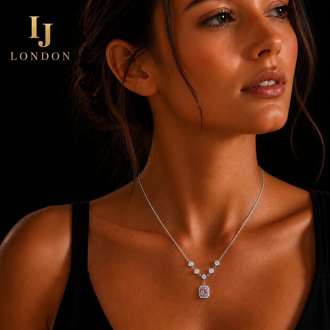 Pink 1.5 Carat 925 Sterling Silver Necklace | Rhodium Plated Pendant