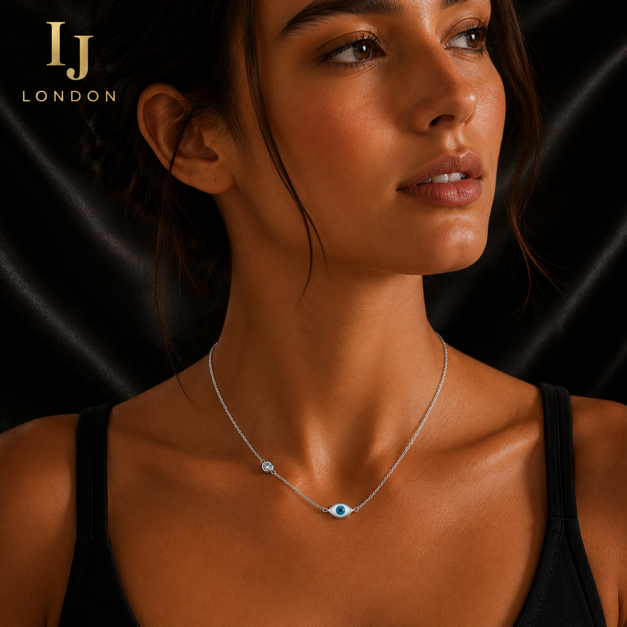925 Sterling Silver Evil Eye Necklace | Rhodium Plated with 5A Cubic Zirconia