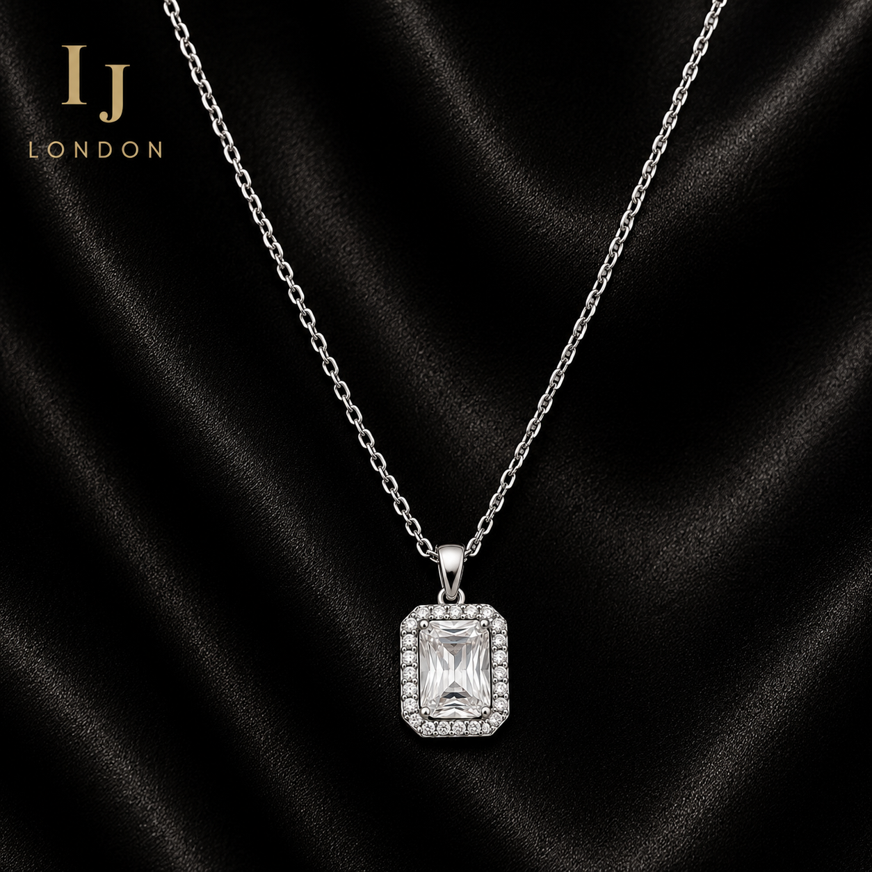 925 Sterling Silver Necklace with 1ct 5A Cubic Zirconia | Rhodium Plated Pendant