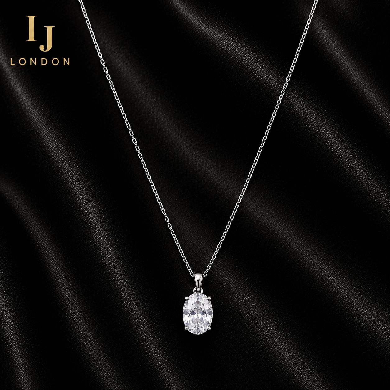 925 Sterling Silver Necklace with 5A Cubic Zirconia | Rhodium Plated Pendant