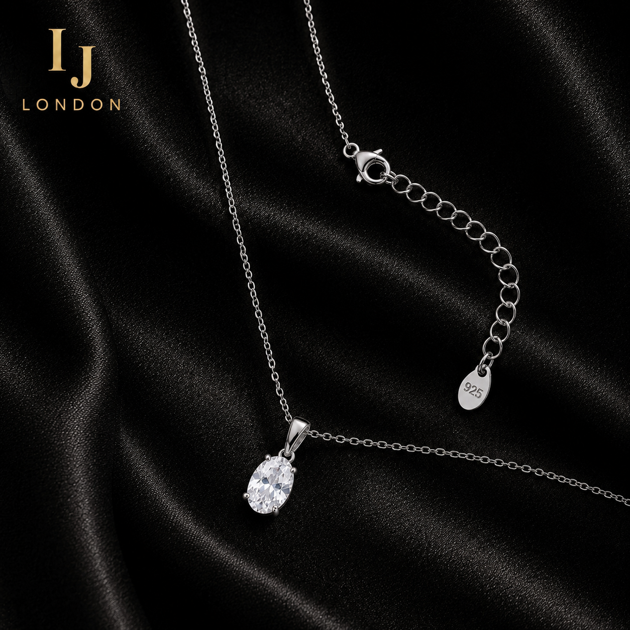 925 Sterling Silver Necklace with 5A Cubic Zirconia | Rhodium Plated Pendant