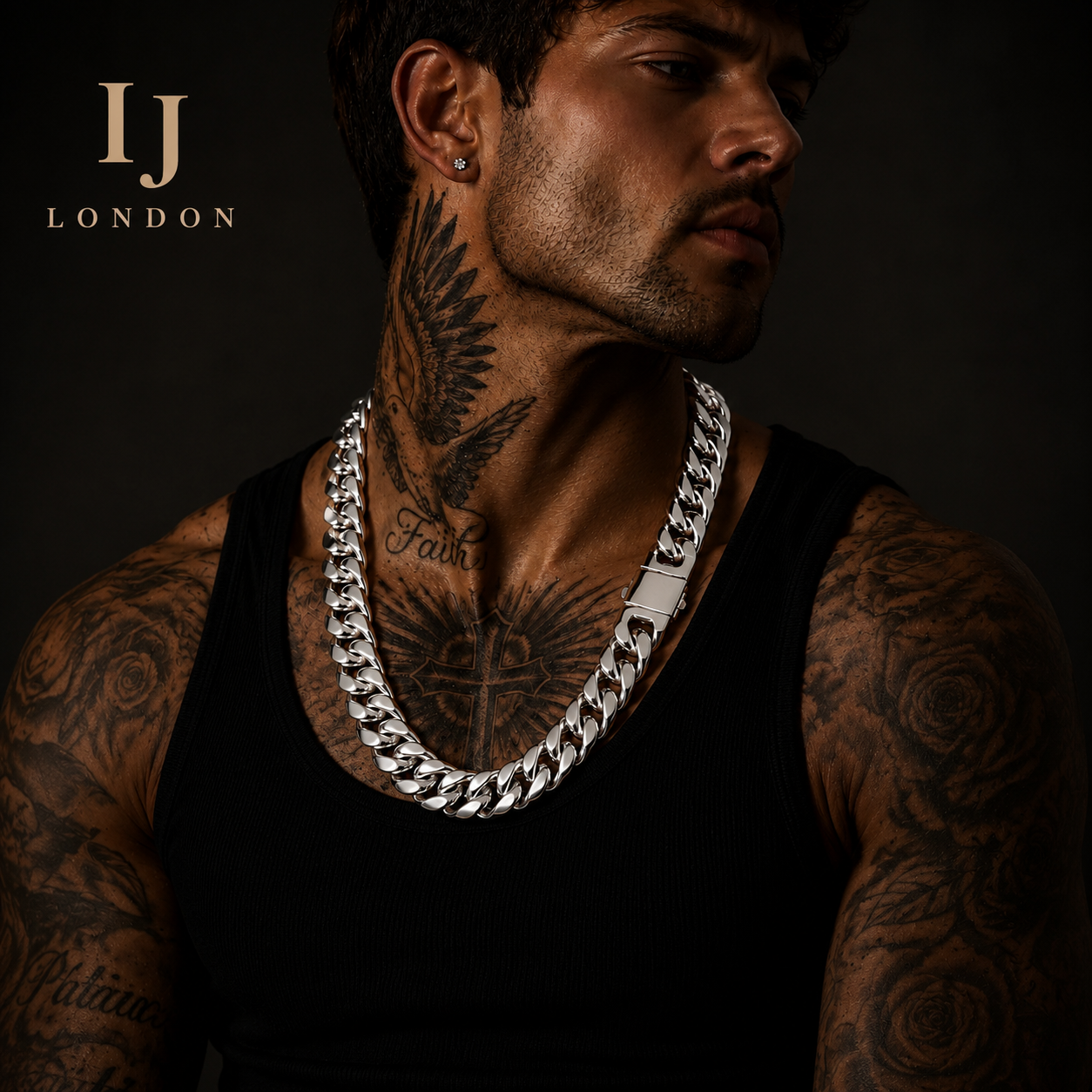 18mm Cuban Link Chain – Silver Stainless Steel | IJ London
