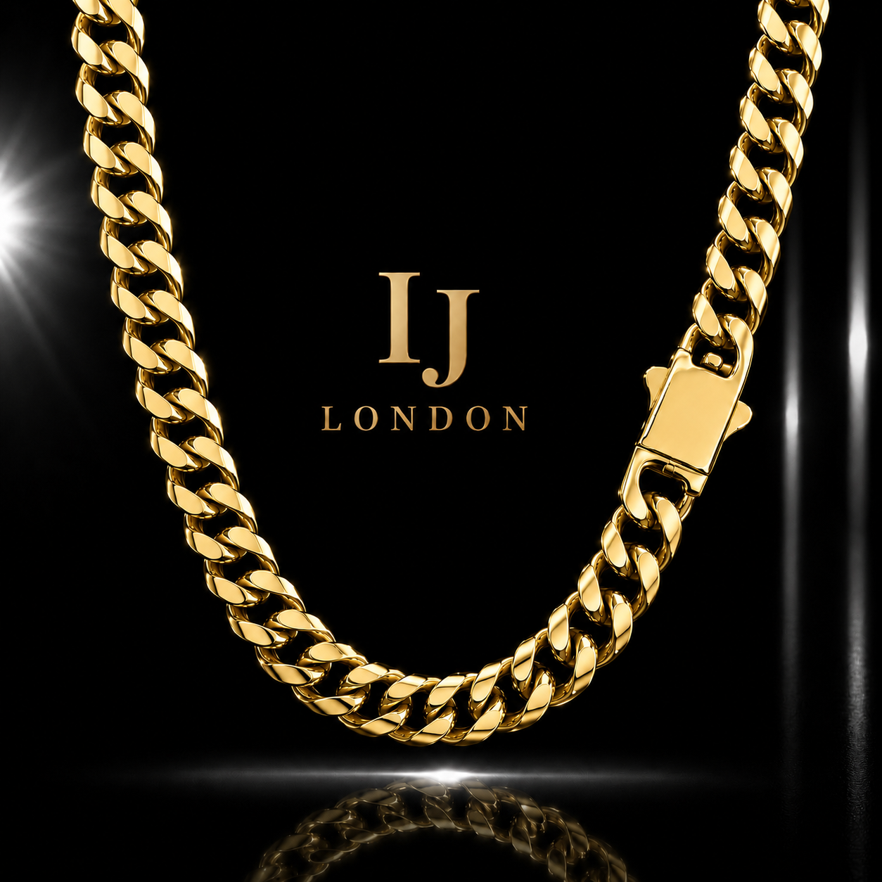 IJ London 14mm Premium Gold Cuban Chain Necklace