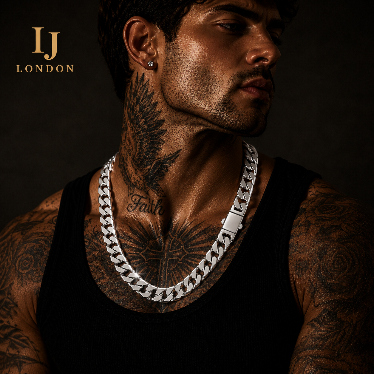 IJ London 15MM Cuban Link Chain – Premium Polished Stainless Steel