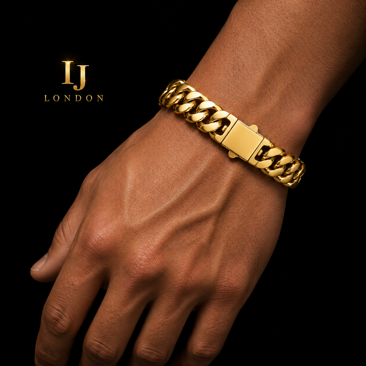 15mm Polished Stainless Steel Square Grid Bracelet
