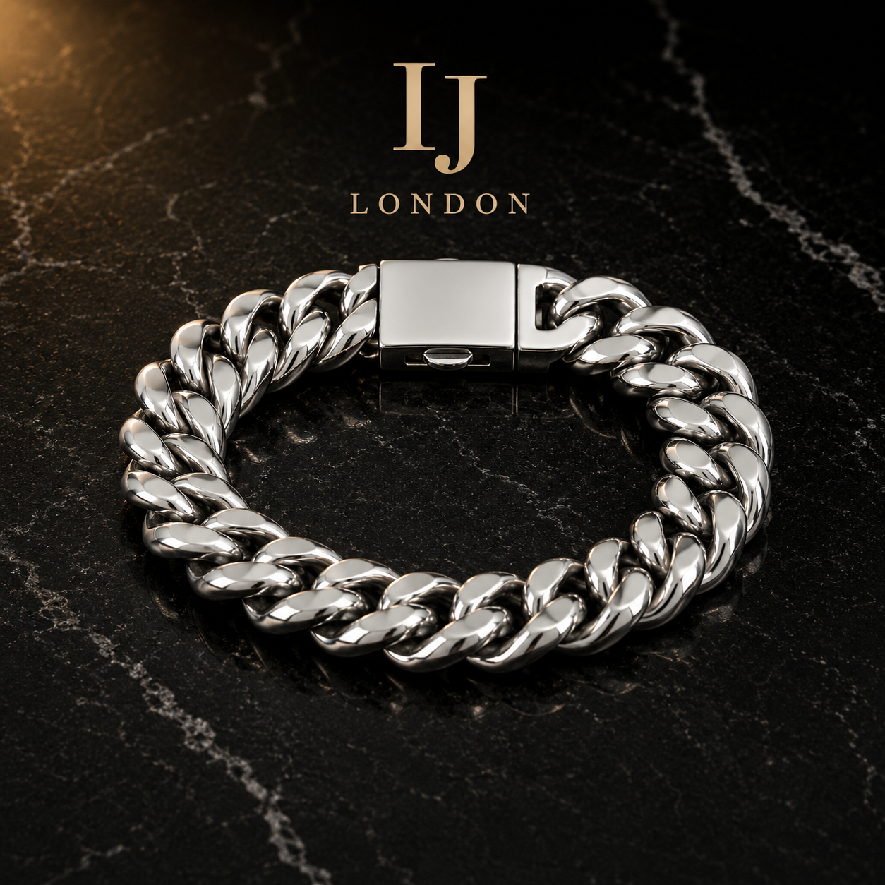 18mm Cuban Link Bracelet – Polished Stainless Steel | IJ London