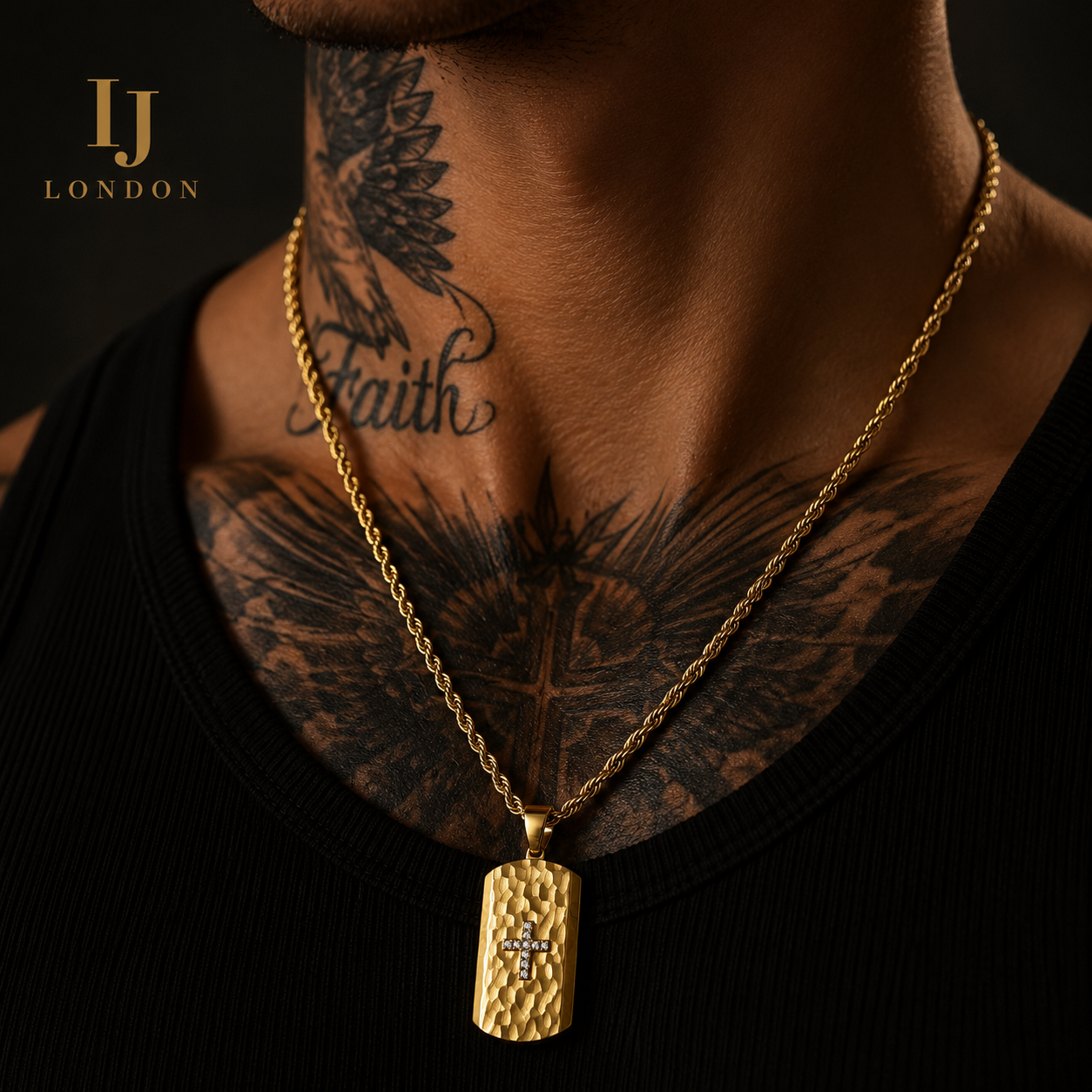 Hammered Cross Pendant Necklace