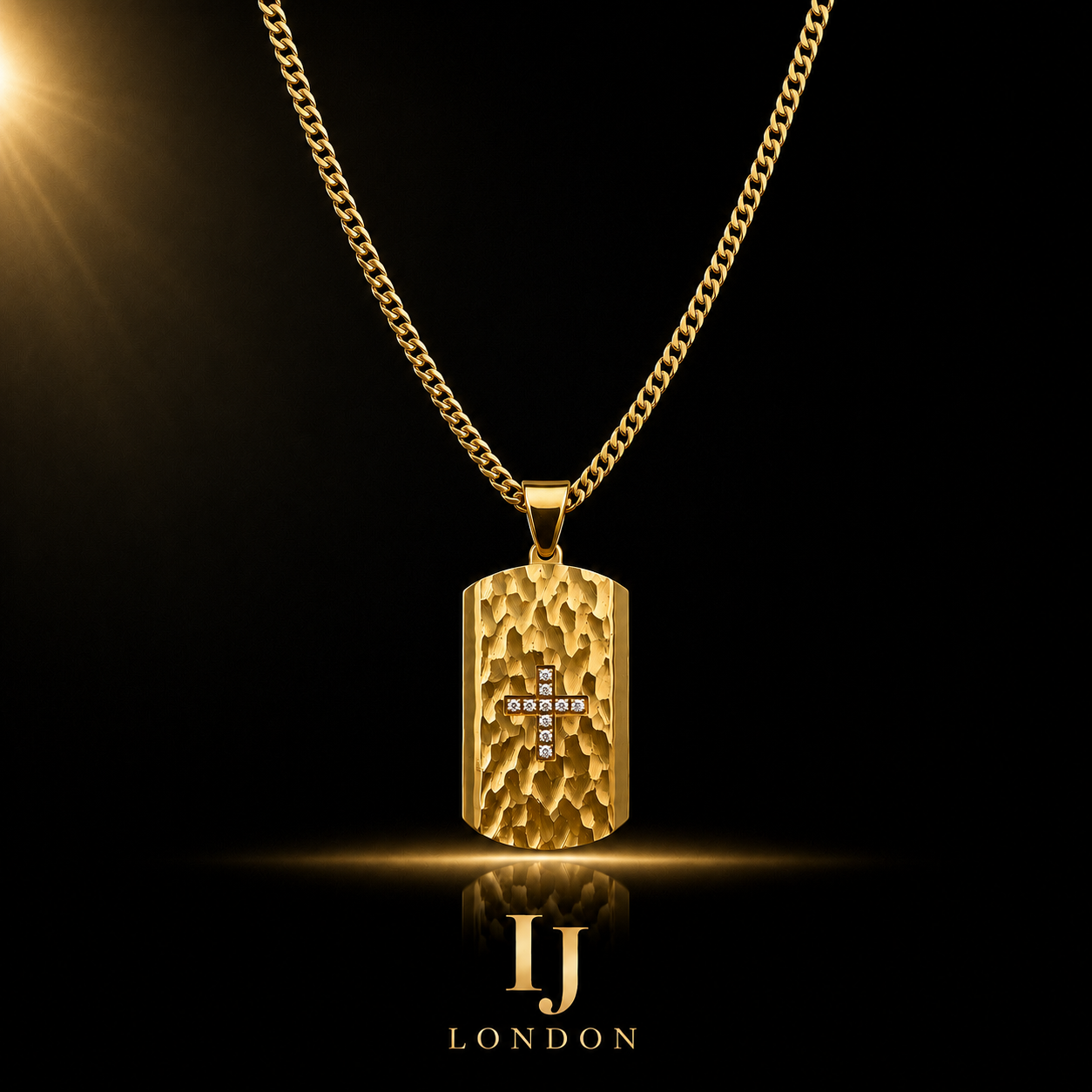 Hammered Cross Pendant Necklace