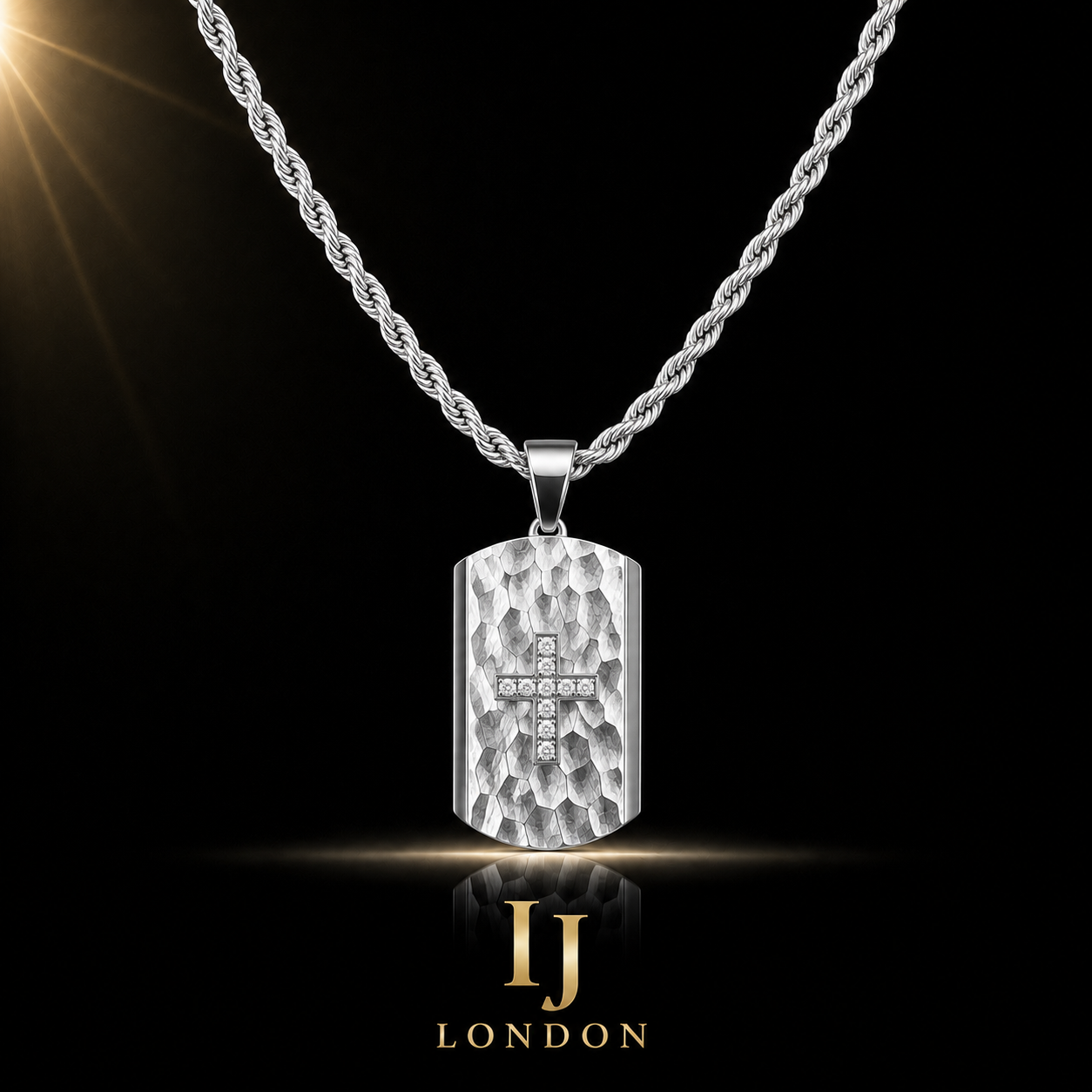 Hammered Cross Pendant Necklace