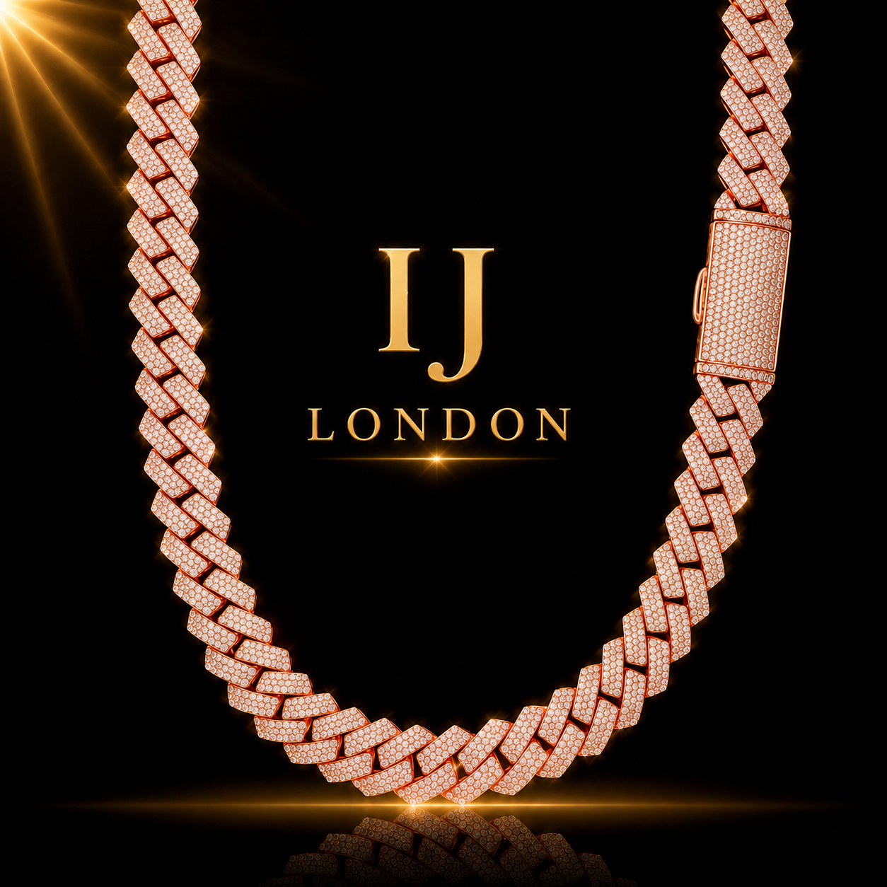 16mm Rose Gold Prong Set CZ Chain Necklace