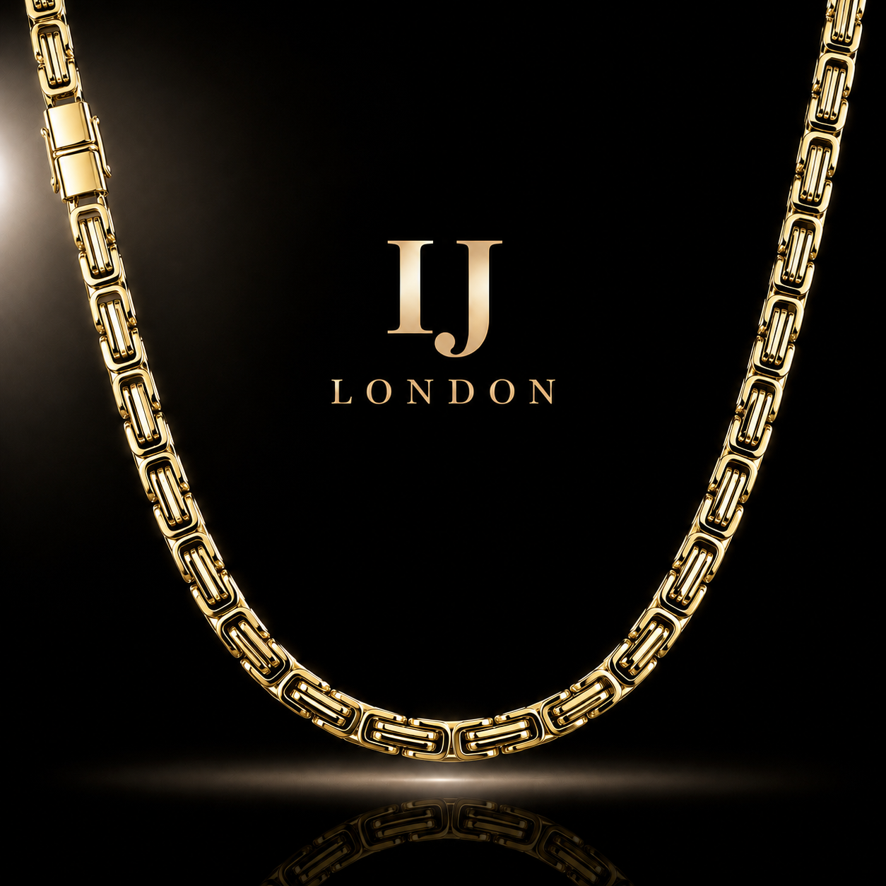 6mm Polished Gold Stainless Steel Byzantine Chain Necklace