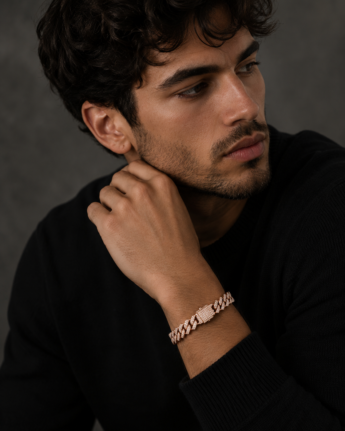 14mm Rose Gold Prong Set Chain Necklace