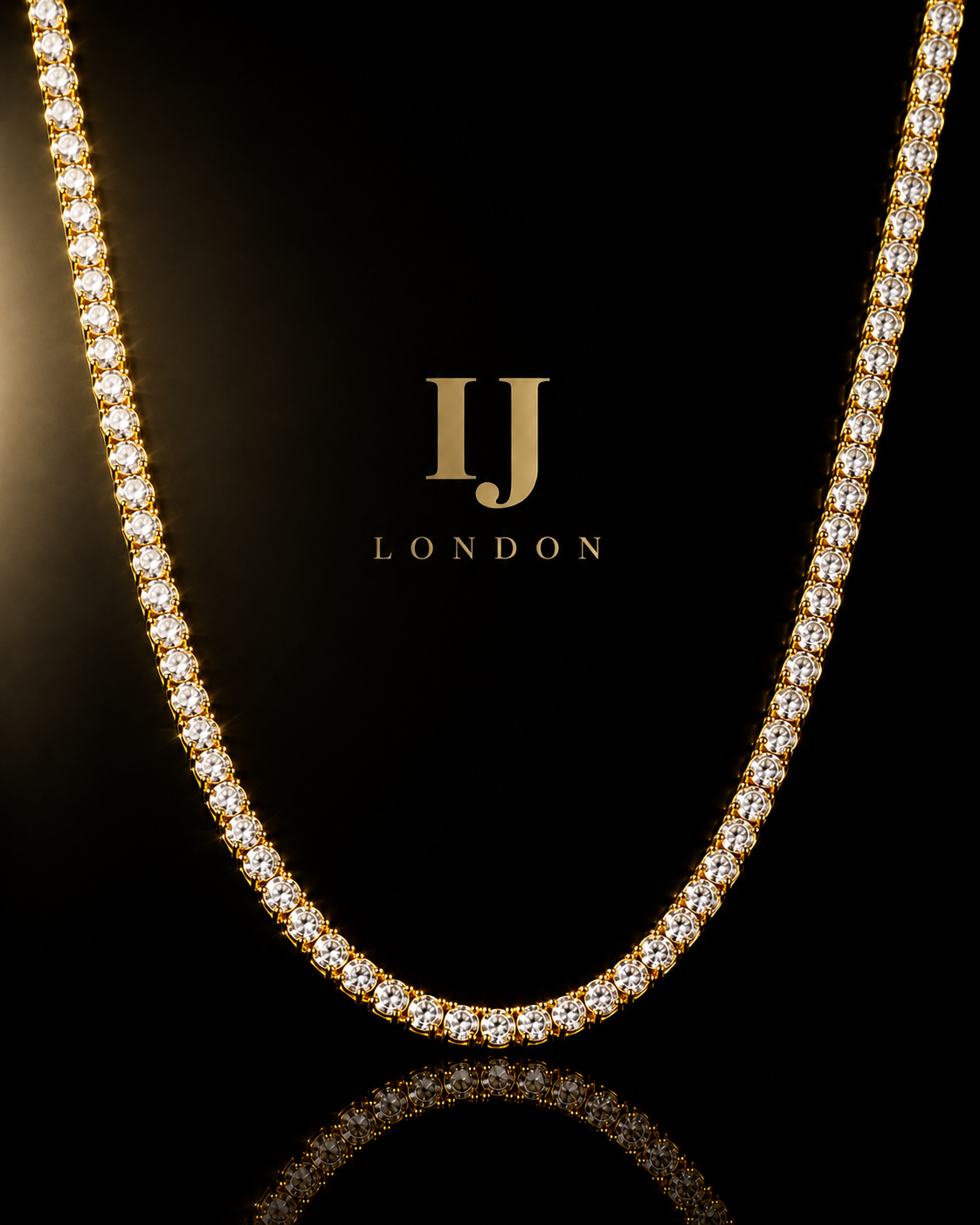 IJ London 4mm Gold Tennis Chain – Prong Set