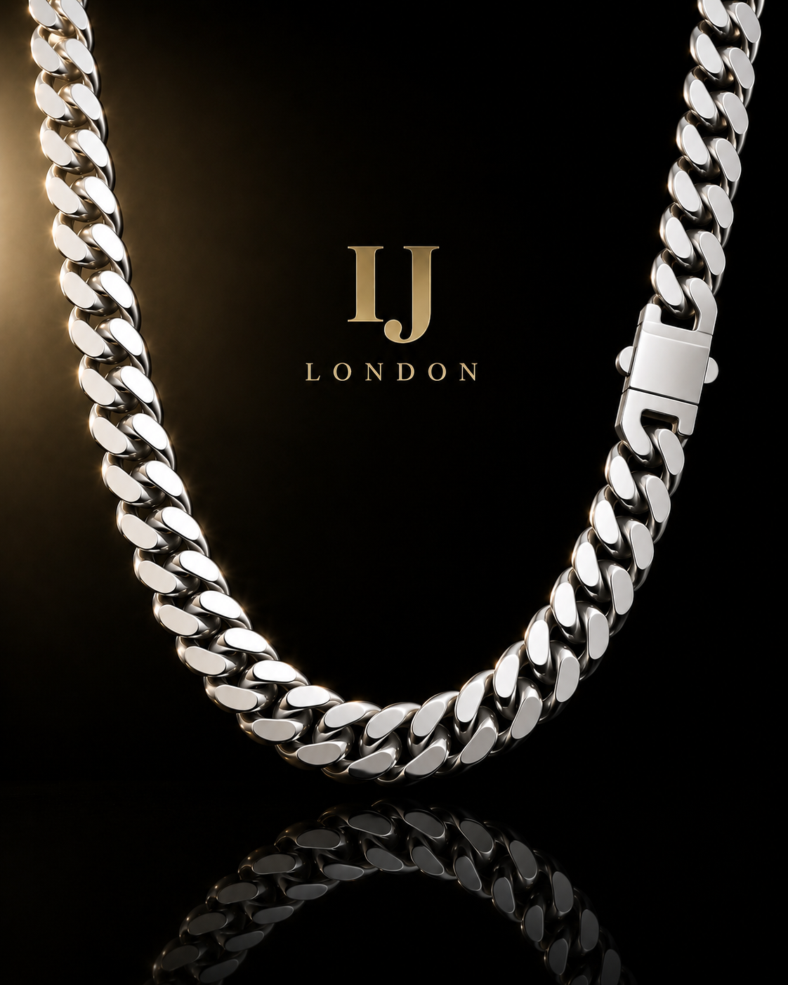 IJ London 15MM Cuban Link Chain – Premium Polished Stainless Steel