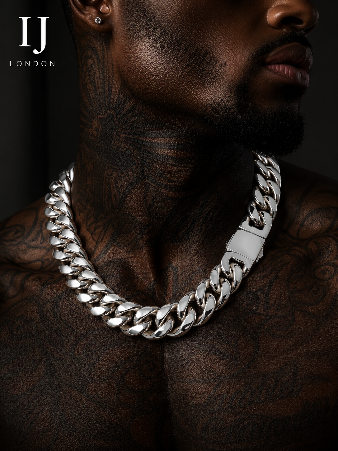 18mm Cuban Link Chain – Silver Stainless Steel | IJ London