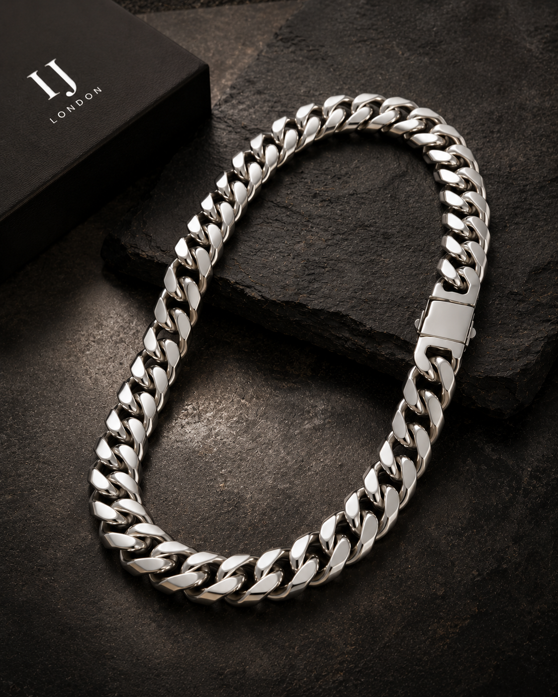 18mm Cuban Link Chain – Silver Stainless Steel | IJ London
