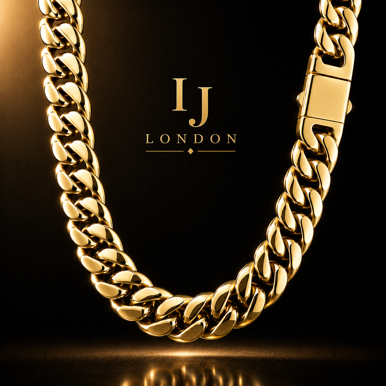 IJ London 18mm Gold Cuban Chain – Premium Stainless Steel
