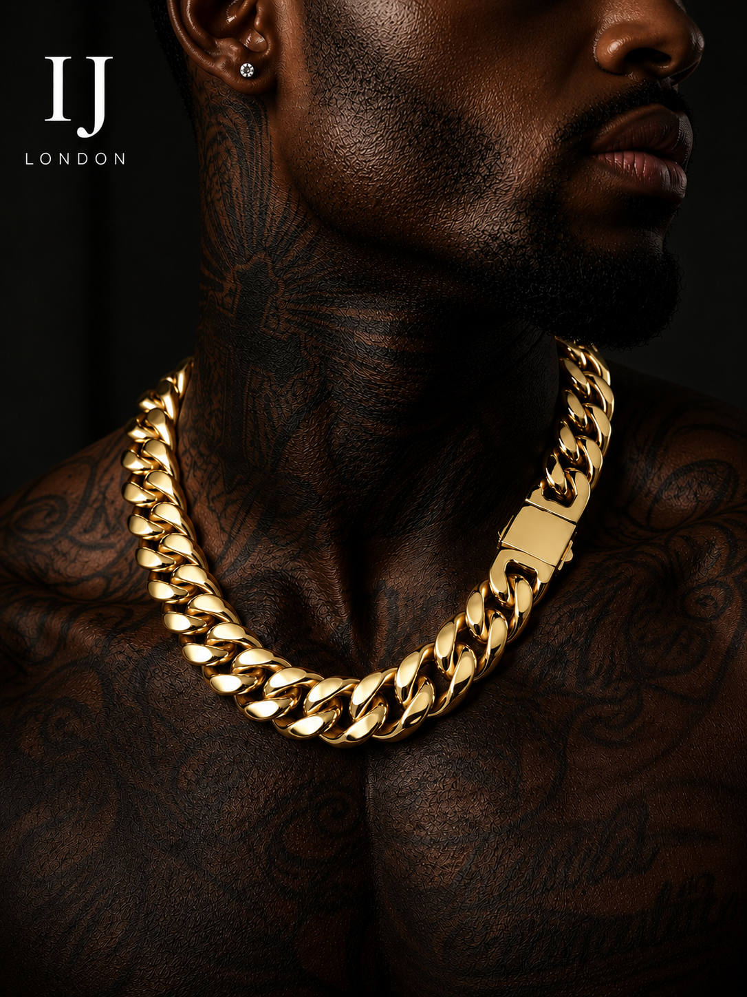 IJ London 18mm Gold Cuban Chain – Premium Stainless Steel