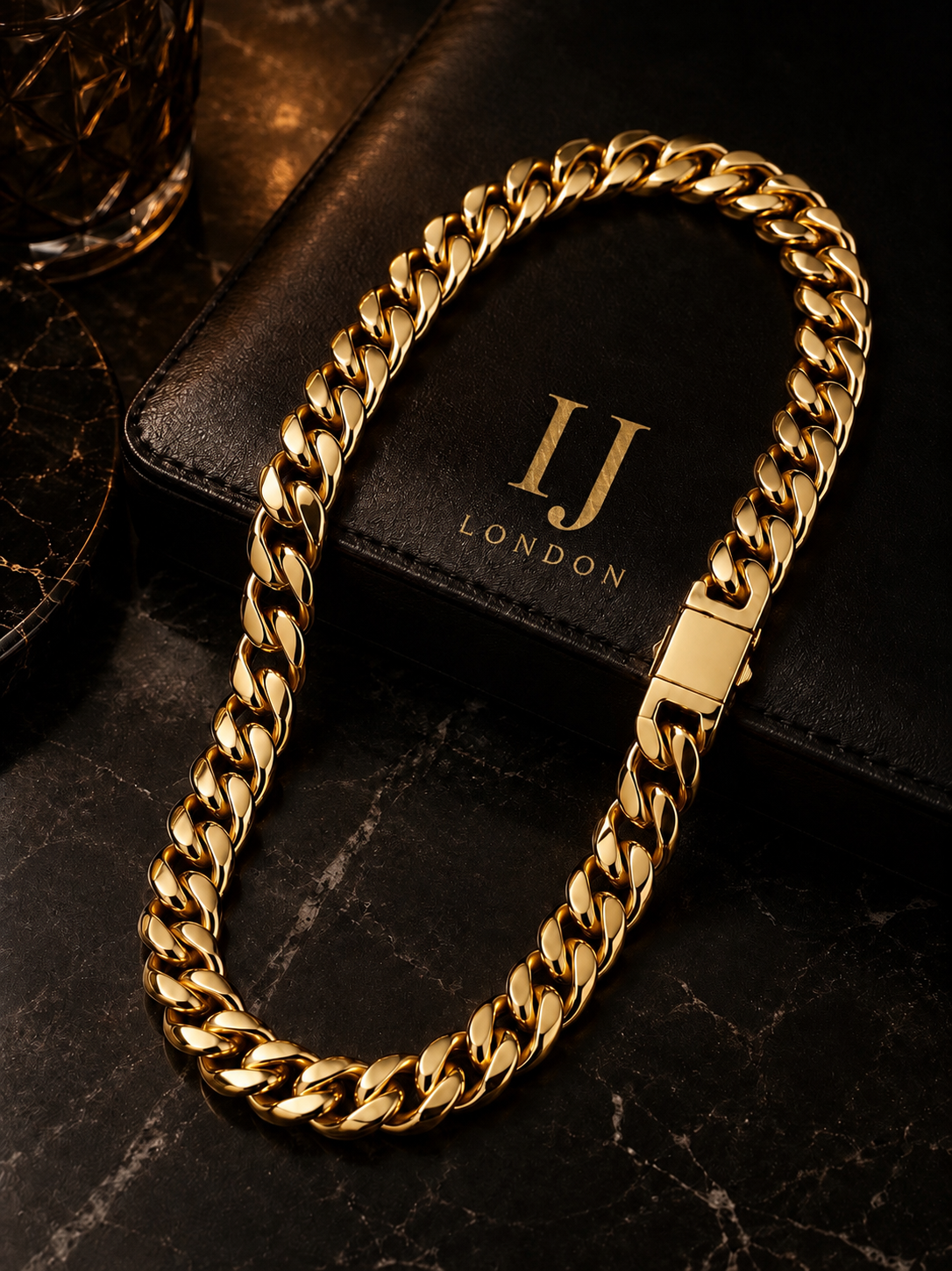IJ London 18mm Gold Cuban Chain – Premium Stainless Steel