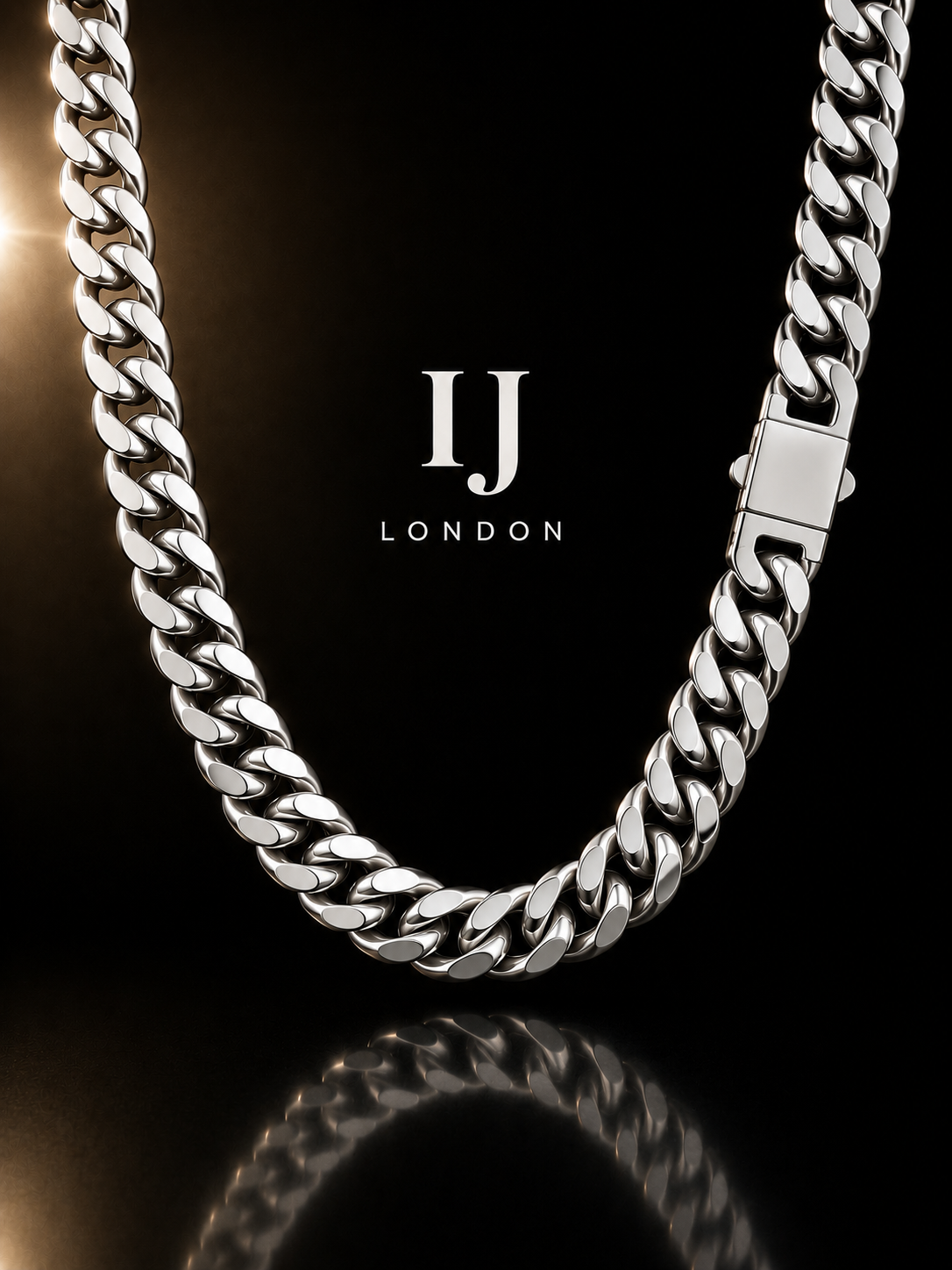 IJ London 14mm Premium Polished Stainless Steel Cuban Chain Necklace