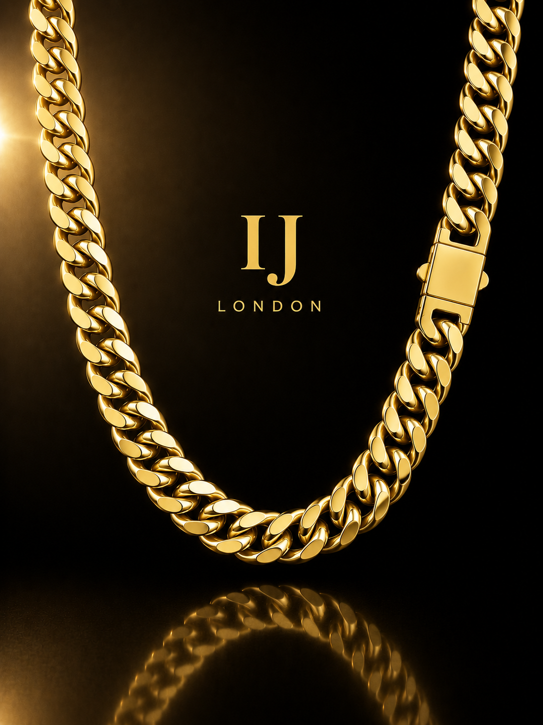 IJ London 14mm Gold Cuban Chain Necklace