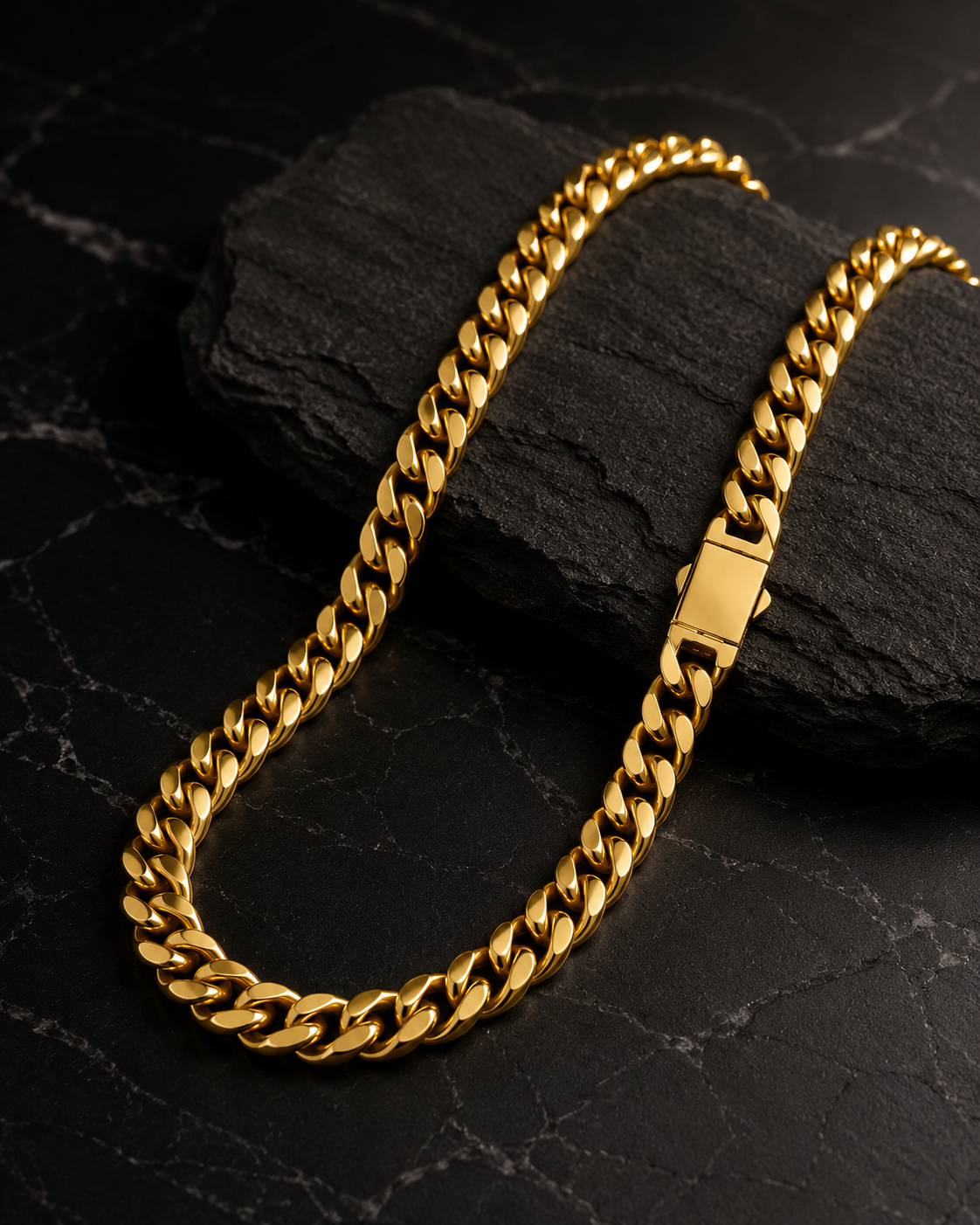 IJ London 14mm Gold Cuban Chain Necklace