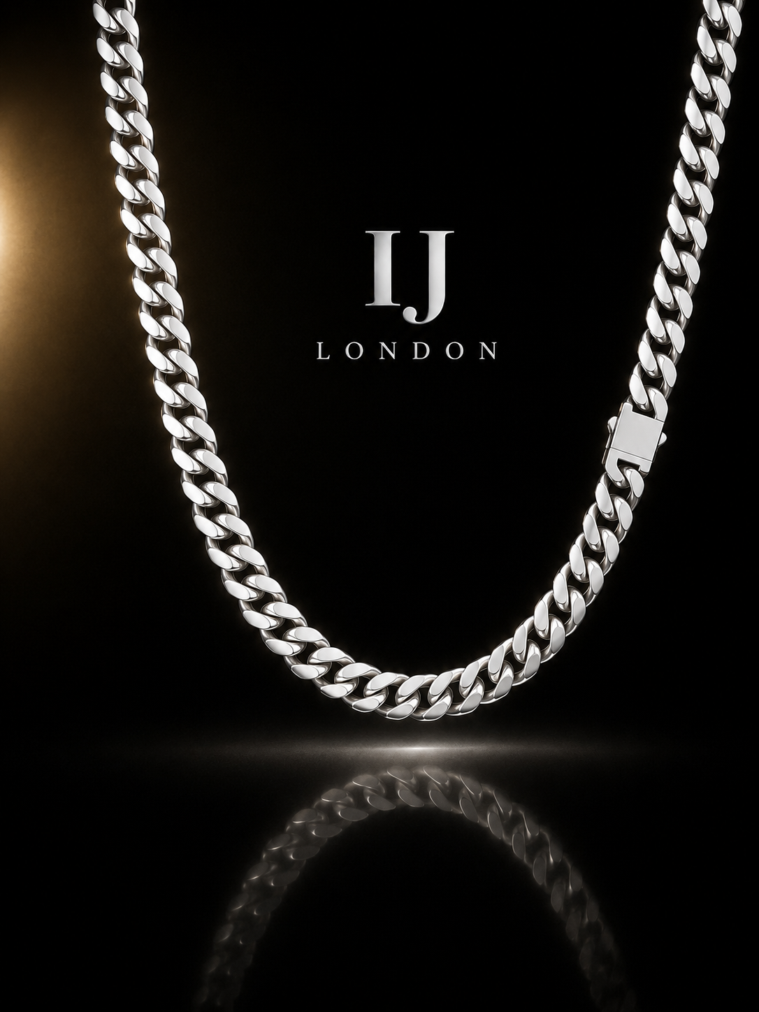 IJ LONDON 10mm Silver Cuban Chain – Premium Polished Stainless Steel Necklace