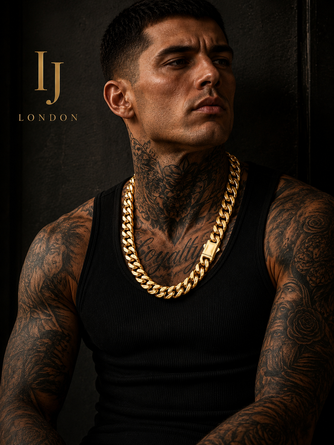 IJ London 14mm Premium Gold Cuban Chain Necklace