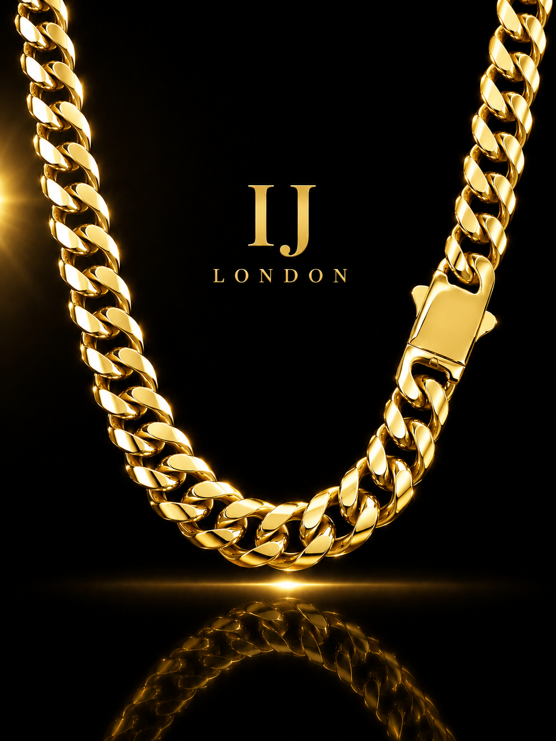 IJ London 14mm Premium Gold Cuban Chain Necklace